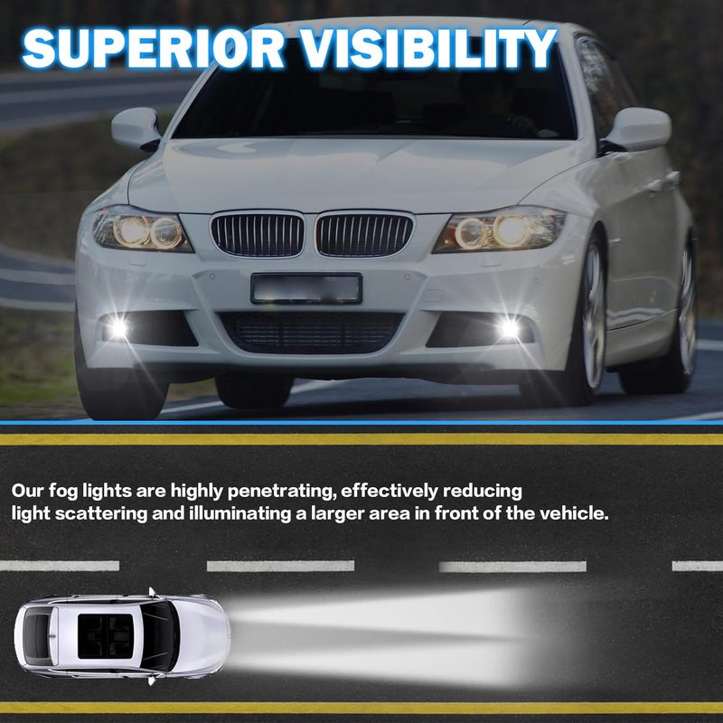 BOXLIGHT LED Fog Lights Compatible With 2006 2007 2008 BMW E90 3 Series 323i/325i/325xi/330i/330xi/335i/335xi/328i/328xi Front Bumper Lamps Assembly Clear Lens Driver and Passenger Side - Image 2